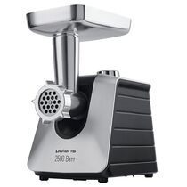 Мясорубка Polaris PMG 2561 черный/ серебристый (2500 Вт; скоростей - 1; насадки: для шинковки/ кеббе/ колбас/ тёрка; 2.7 кг/ мин)
