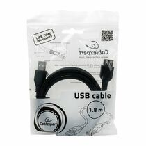 Кабель удлинитель USB2,0 Gembird/ Cablexpert 1,8м, черный (CCF-USB2-AMAF-6) пакет