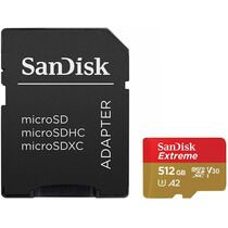 Карта памяти microSDXC 512Gb Sandisk UHS-III V30 Extreme + адаптер SD (SDSQXA1-512G-GN6MA)