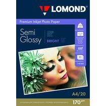 Фотобумага Lomond Premium Semi Glossy Photo Paper, односторонняя, полуглянцевая, A4, (210х297 мм) 170 гр/ м2, 20л (1101305) для струйной печати