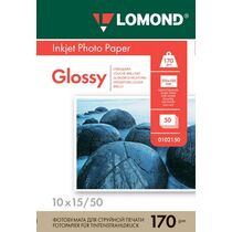 Фотобумага Lomond Photo Paper, односторонняя, глянцевая, А6, (148x105 мм) 170 гр/ м2, 50л (0102150) для струйной печати