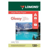 Фотобумага Lomond Photo Paper, односторонняя, глянцевая, A4, (210х297 мм) 130 гр/ м2, 25л (0102041) для струйной печати