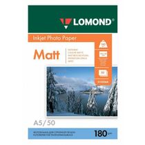 Фотобумага Lomond Photo Paper, односторонняя, матовая, А5, (210x148 мм) 180 гр/ м2, 50л (0102068) для струйной печати
