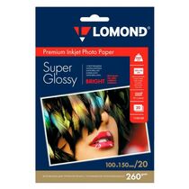 Фотобумага Lomond Premium Super Glossy Bright Photo Paper, односторонняя, суперглянцевая, А6, (148x105 мм 260 гр/ м2, 20л (1103102) для струйной печати
