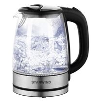 Купить Чайник электрический Starwind SKG5210 серебристый/ черный (2200 Вт, объем - 1.7 л, корпус: стеклянный) в Симферополе, Севастополе, Крыму
