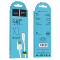 Кабель USB HOCO X1m Rapid (MicroUSB, 1м, пластик, Белый)
