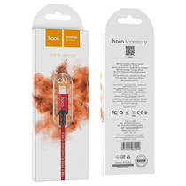 Кабель USB HOCO X14i Times speed (Lightning, 2м, плетеный, Черно-красный)