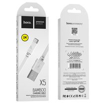 Кабель USB HOCO X5a Bamboo (Type-C, 1м, пластик плоский, Белый)