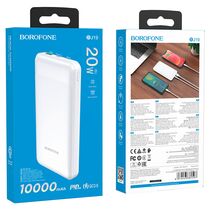 Внешний аккумулятор Borofone BJ19 Incredible PD20W+QC3.0 10000 mAhmAh, USB 18W x1, Type-C PD20 x1, QC3.0, пластик, белый