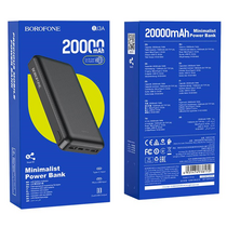 Внешний аккумулятор Borofone BJ3A Minimalist 20000mAh, USB 2A x2, пластик, черный