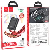 Внешний аккумулятор HOCO Q3 Mayflower 10000 mAhmAh, USB 18W x1, Type-C PD20 x1, QC3.0, индикатор заряда, пластик, черный