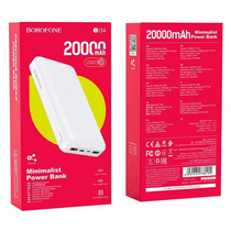 Внешний аккумулятор Borofone BJ3A Minimalist 20000mAh, USB x2, пластик, белый