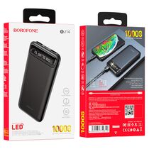 Внешний аккумулятор Borofone BJ14 Freeway 10000mAh, USB 2A x2, дисплей, пластик, черный
