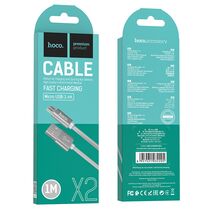 Кабель USB HOCO X2m Knitted (MicroUSB, 1м, плетеный, Серый)