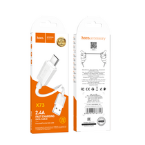 Кабель USB HOCO X73m (MicroUSB, 1м, пластик, Белый)