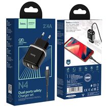 СЗУ HOCO N4 Aspiring (2xUSB, 2.4А, черный) + кабель micro-USB