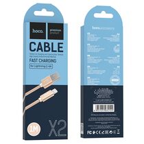 Кабель USB HOCO X2i Knitted (Lightning, 1м, плетеный, Золотой)