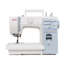 Швейная машина Janome 5522 белый-синий (электромеханическая, челнок - вертикальный качающийся, швейных операций - 23, петля - автомат)