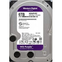 Жесткий диск HDD 3.5" SATA: 6000 Гб WD Purple [5400 rpm, 256 Мб, Sata 3 (6 Gbit/ s)] WD64PURZ
