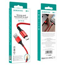 Кабель USB Borofone BX54m Ultra bright (MicroUSB, 1м, плетеный, красный)