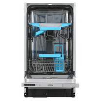 Посудомоечная машина встраиваемая Korting KDI 45140 серебристая (узкая , вместимость - 9 комплектов, расход воды - 9 л)