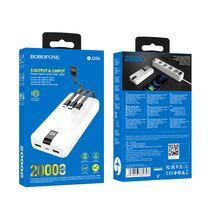 Внешний аккумулятор 20000mAh Borofone BJ20A Mobile, USB x2, Type-C x1, дисплей, пластик, белый