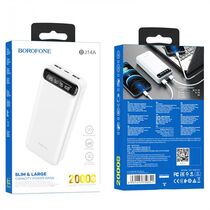 Внешний аккумулятор 20000mAh Borofone BJ14A Freeway, USB x2, дисплей, пластик, белый
