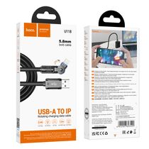 Кабель USB HOCO U118i Triumph (Lightning, 1.2м, пластик, черный)