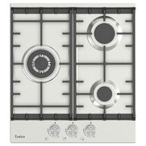 Газовая варочная панель EVELUX HEG 450 X белый ( конфорок -  3 шт,  панель - нержавеющая сталь, Wok - есть, 460x515x100)