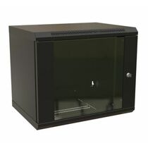 Шкаф настенный телекоммуникационный 19" 12U, Ш600*В650*Г600, передняя дверь - стекло, черный WRline (WR-TW-1266-GP-RAL9004)