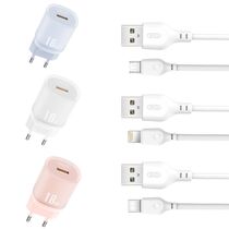 СЗУ -XO- L157 (1xUSB, 3А, PD18W, синий) + кабель Type-C