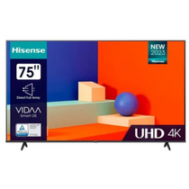 Телевизор 75" HISENSE 75A6K Direct LED, Smart TV, 4K Ultra HD, 60 Гц, HDMI х3, USB х2, чёрный