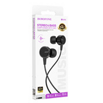 Проводные наушники Borofone BM94 Sonar universal, jack 3.5 mm, микрофон, вкладыши, черный (6941991115820)