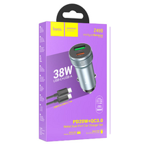 АЗУ  HOCO Z49B Level (1xUSB, 1xType-C, 38W, серый)+кабель Type-c