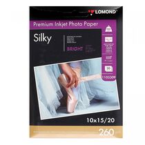 Фотобумага Lomond, A6, 260 гр/ м2, 20л, Bright Silky, атласная ярко-белая микропористая, (1103309 ) для струйной печати