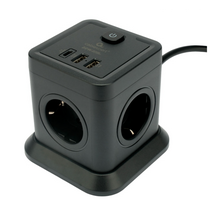 Сетевой фильтр 2 м Cablexpert Tower, 10 А, 4 розетки,2xUSB, 2xTYPE-C, черный (TWR-4-CU2-B-2)