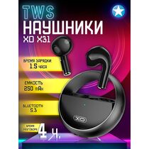 TWS наушники -XO- X31 Gyro Zinc, вкладыши, микрофон,алюминиевый корпус черный (6920680849147)