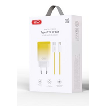 СЗУ -XO- PD30W QC3.0 3А 1xType-C (CE18, желтый) + кабель Lightning