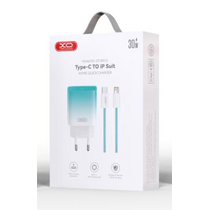 СЗУ -XO- PD30W QC3.0 3А 1xType-C (CE18, синий) + кабель Lightning