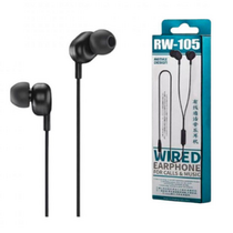 Проводные наушники Remax RW-105, jack 3.5 mm, микрофон, вкладыши, черный (RW-105)