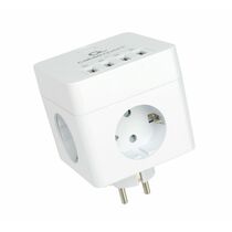 Сетевой фильтр Cablexpert CUBE, 16 А, 3500 Вт, 4 розетки,4xUSB, белый (CUBE-4-U4-W)