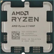 Процессор AM5 Ryzen 5 R5-7400F Tray 3,70 ГГц (4,70 ГГц), 6 ядер, 12 потоков, noGPU, Raphael, 65Вт (100-000001845)