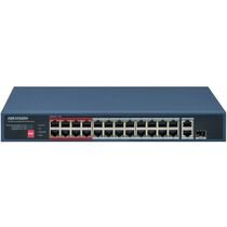 Неуправляемый POE-коммутатор 26 портов Hikvision DS-3E0326P-E/ M(C) ( 24x100Мбит/ с 1x1Гбит/ с, 1хRJ45/ SFP, 24xPOE, PoE‑бюджет 230 Вт) корпус - металл