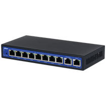 Неуправляемый POE-коммутатор 10 портов Dahua DH-ERC210-P ( 10x1Гбит/ с, 8xPOE, PoE‑бюджет 64 Вт) корпус - металл