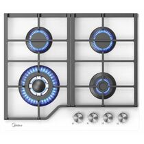 Газовая варочная панель Midea MG693TGW белый (конфорок - 4 шт, панель - закаленное стекло)