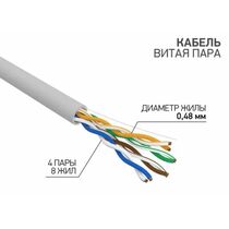 Кабель AlCu UTP, Внутренний, 4x2x0.48, бухта 305м., Cat5e, ProConnect LIGHT (01-0043-2)