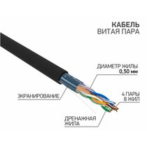 Кабель AlCu FTP, Внешний, 4x2x0.50, бухта 305м., Cat5e, ProConnect (01-0146-3)