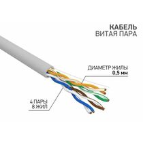 Кабель AlCu UTP, Внутренний, 4x2x0.50, бухта 305м., Cat5e, ProConnect (01-0043-3)