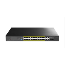 Неуправляемый POE-коммутатор 28 портов Cudy GS1028PS2 ( 26x1Гбит/ с, 2хRJ45/ SFP, 24xPOE, PoE‑бюджет 300 Вт) корпус - металл