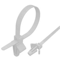 Стяжка нейлоновая с крепежным пистоном 100x2,5мм, ø 2,4мм, белая (100 шт/ уп) Rexant (07-0107) кратность заказа 10 уп.